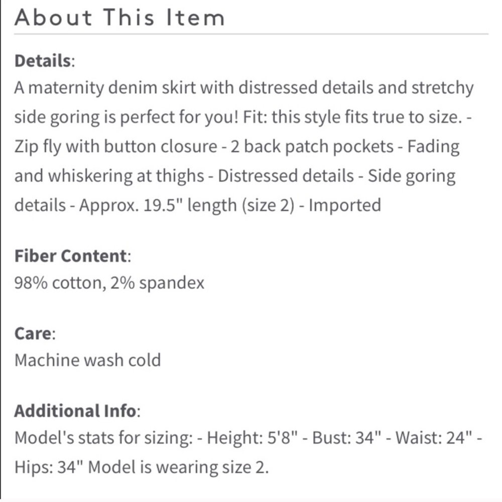 Distress Maternity Skirt Denim by Seven7,Sz 12, 14 - Picture 6 of 6